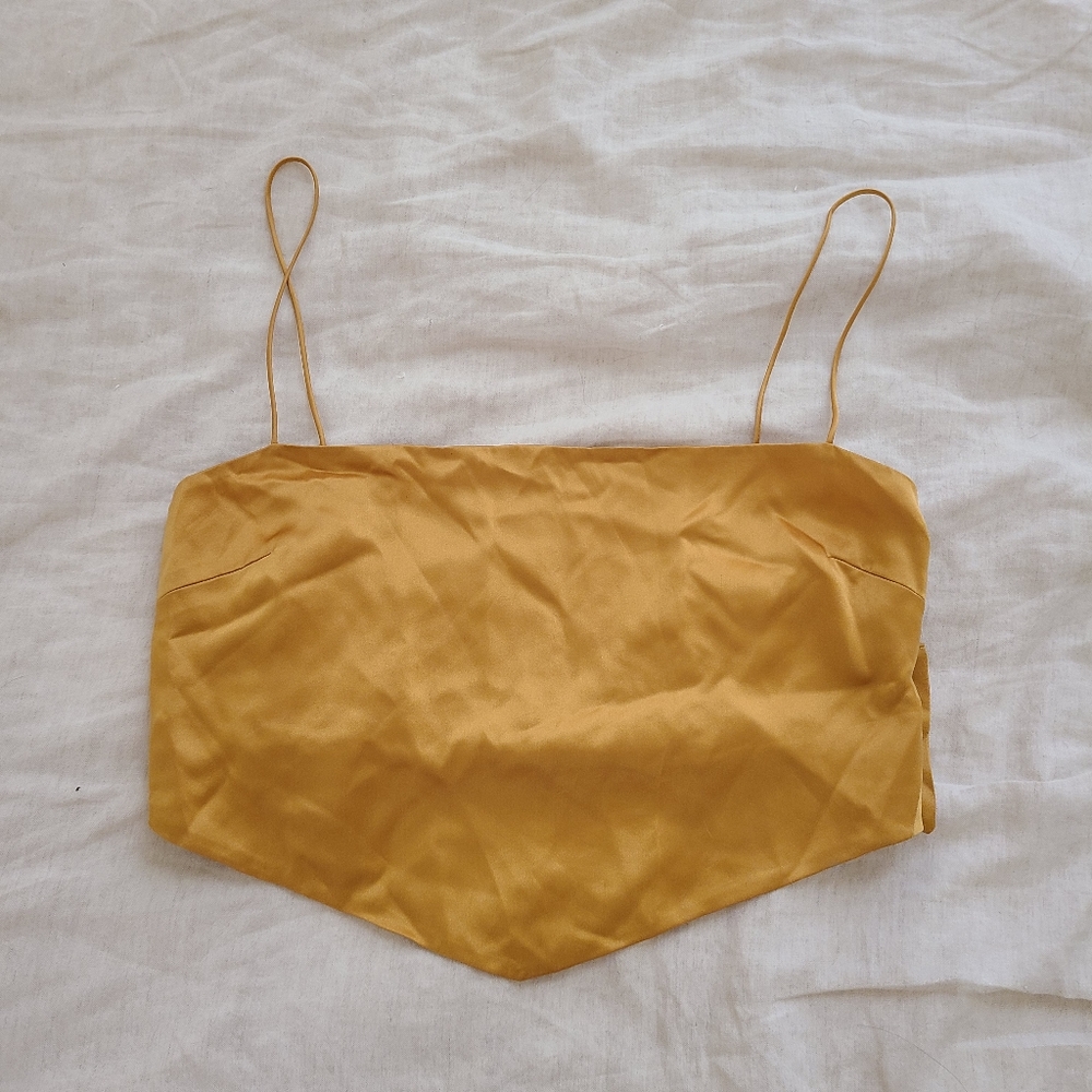 Reformation 100% Silk tie back crop top in size M
